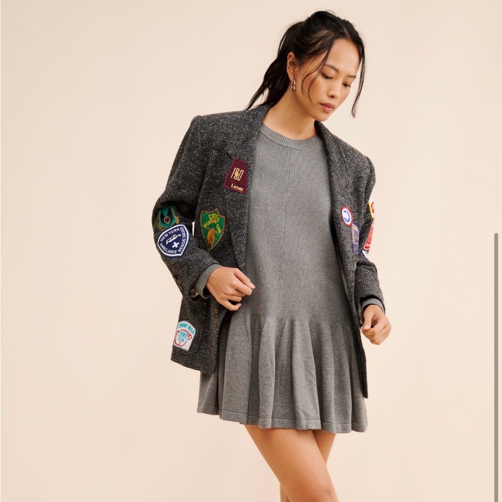 Free People Time on my Side sweater mini dress grey small oversized cozy comfy